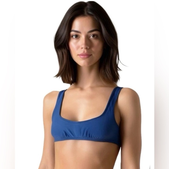 J. Crew Women’s Heritage Scoopneck Bikini Top BX611 Size M In Blue NWT - Picture 2 of 6